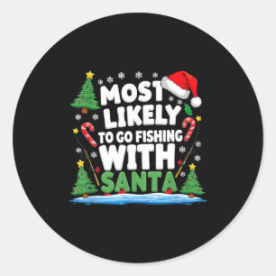 Pegatina Redonda Feliz Fishmas Payaso Pez Santa Bigfoot Navidad F
