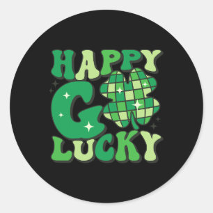 Pegatina Redonda Feliz Go Lucky Shamrock St Patrons Day Mujeres
