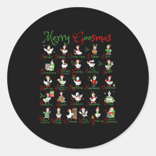 Pegatina Redonda Feliz Goosmas Navidad Ganso Tonto De la A a la Z L