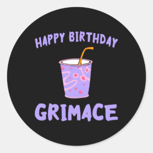 Pegatina Redonda Feliz Grimace Purple Milkshake Hbd