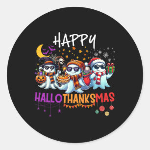 Pegatina Redonda Feliz Hallothanksmas Fantasma Halloween Día de Acc