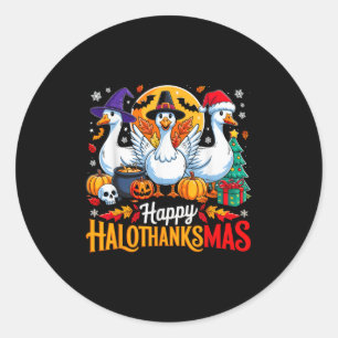 Pegatina Redonda Feliz Hallothanksmas Gracioso para los amantes de