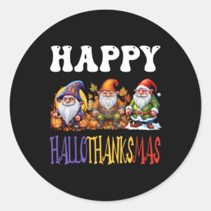 Pegatina Redonda Feliz Hallothanksmas Halloween Acción de Gracias C