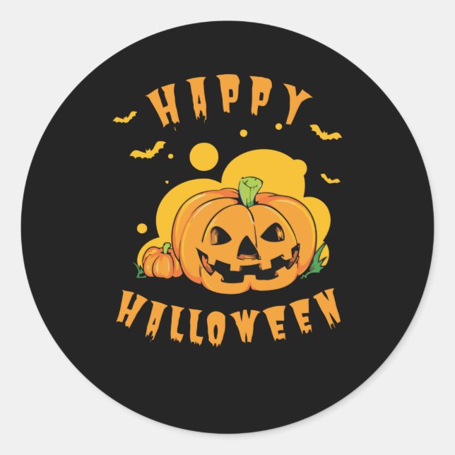 Pegatina Redonda Feliz Halloween (Anverso)