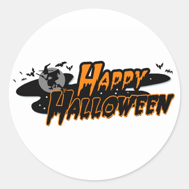 Pegatina Redonda Feliz Halloween (Anverso)