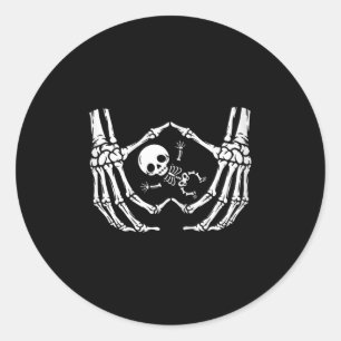 Pegatina Redonda Feliz Halloween bebé embarazada Skeleton nueva mam