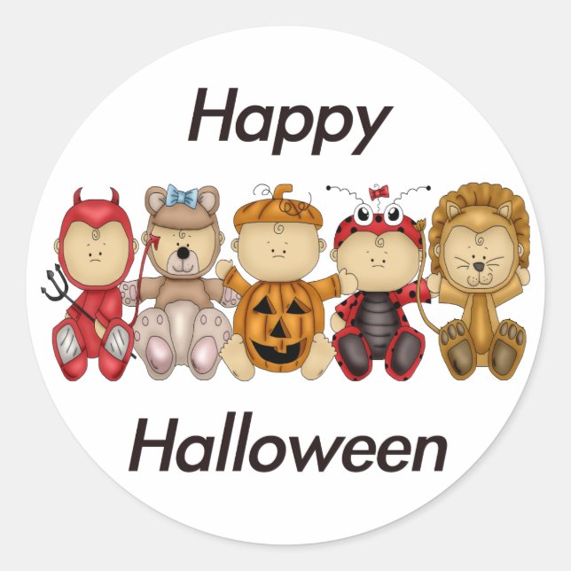 Pegatina Redonda Feliz Halloween (bebés) (Anverso)