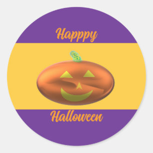 Pegatina Redonda Feliz Halloween Calabaza 