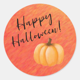 Pegatina Redonda Feliz Halloween-Calabaza-
