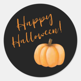 Pegatina Redonda Feliz Halloween-Calabaza-