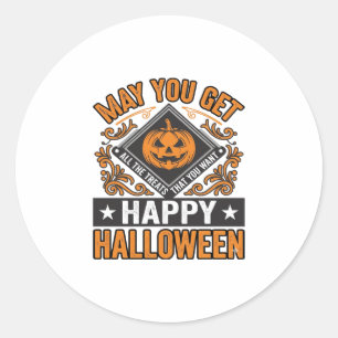 Pegatina Redonda Feliz Halloween Calabaza Regalos Vintage