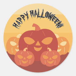 Pegatina Redonda ¡Feliz Halloween! Calabazas