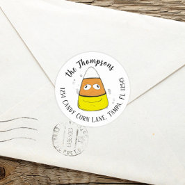 Pegatina Redonda Feliz Halloween Candy Corn Cute Whimsical