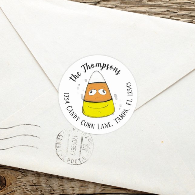 Pegatina Redonda Feliz Halloween Candy Corn Cute Whimsical (Subido por el creador)