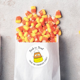 Pegatina Redonda Feliz Halloween Candy Corn Cute Whimsical