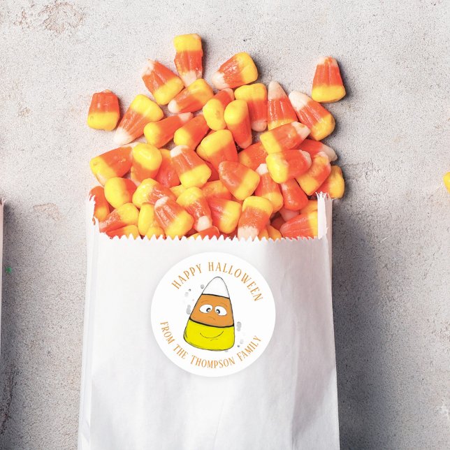 Pegatina Redonda Feliz Halloween Candy Corn Cute Whimsical (Subido por el creador)