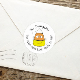 Pegatina Redonda Feliz Halloween Caramelo de Maíz Cute Dirección de