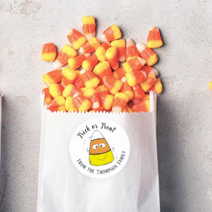 Pegatina Redonda Feliz Halloween Caramelo de Maíz Dulce Caprichoso 