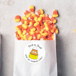 Pegatina Redonda Feliz Halloween Caramelo de Maíz Dulce Caprichoso 