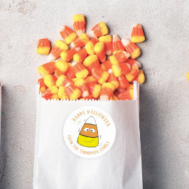 Pegatina Redonda Feliz Halloween Caramelo de Maíz Lindo Caprichoso