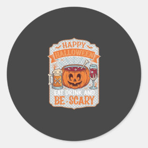 Pegatina Redonda Feliz Halloween Come Bebe Sé Espantoso Calabaza Ca