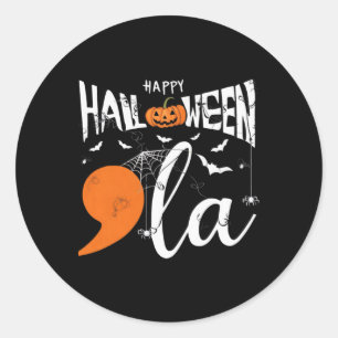 Pegatina Redonda Feliz Halloween Comma La Shirt Disstuve de Hallowe