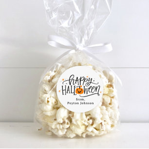 Pegatina Redonda Feliz Halloween con Letra a Mano