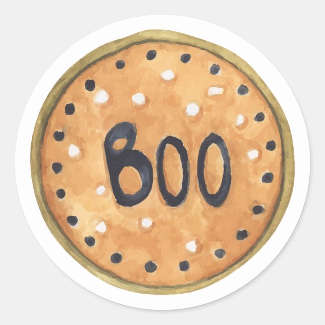 Pegatina Redonda Feliz Halloween | Cookie de Boo acuarela (Anverso)