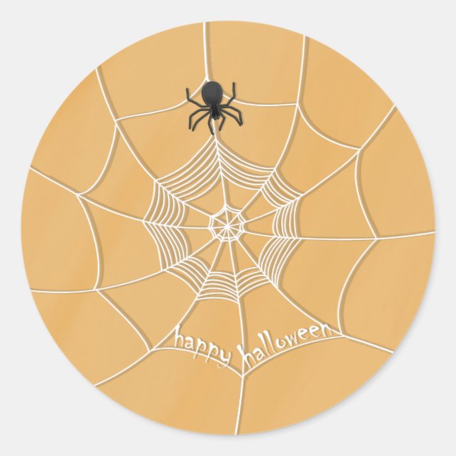Pegatina Redonda Feliz Halloween Cute Spooky Spider Wed (Anverso)