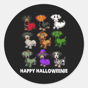 Pegatina Redonda Feliz Halloween Dachshund