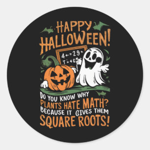 Pegatina Redonda Feliz Halloween - Des divertidos del profesor de m