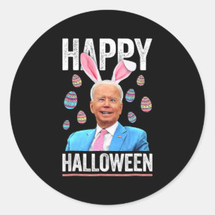 Pegatina Redonda Feliz Halloween Diversión Biden Bunny Eggs Para Ha