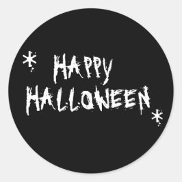 Pegatina Redonda Feliz Halloween, diversión en tipografía de miedo 