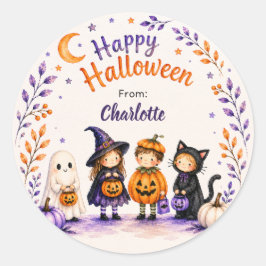 Pegatina Redonda Feliz Halloween Divertido Fantasma Personalizado 