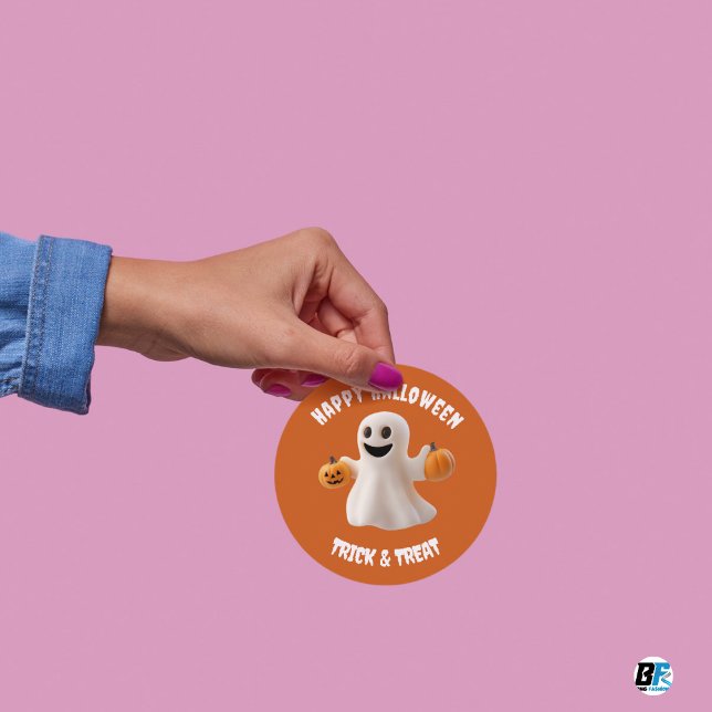 Pegatina Redonda Feliz Halloween - Dulce o Truco (Subido por el creador)