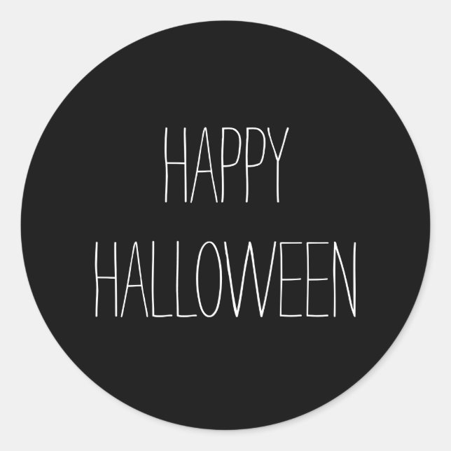 Pegatina Redonda Feliz Halloween escrito a mano con espeluznante bl (Anverso)