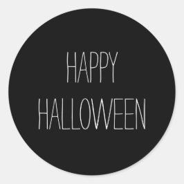Pegatina Redonda Feliz Halloween escrito a mano con espeluznante bl