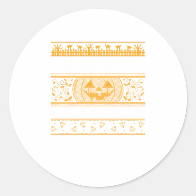 Pegatina Redonda Feliz Halloween Feo ter Design Pumpkins (Anverso)