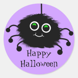 Pegatina Redonda Feliz Halloween Fuzzy Toon Spider