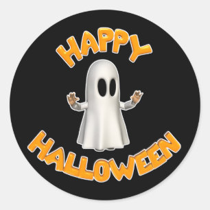 Pegatina Redonda Feliz Halloween-Ghost
