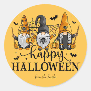 Pegatina Redonda Feliz Halloween Gnomes