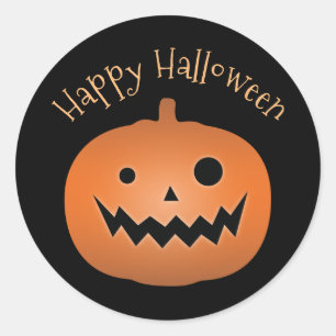 Pegatina Redonda Feliz Halloween Hauned Jack O Lantern Pumpkin