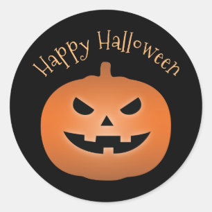 Pegatina Redonda Feliz Halloween Hauned Jack O Lantern Pumpkin