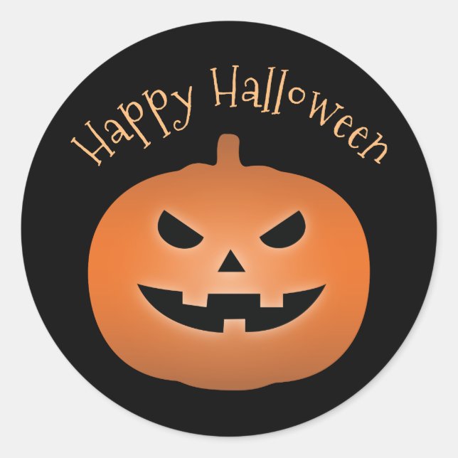 Pegatina Redonda Feliz Halloween Hauned Jack O Lantern Pumpkin (Anverso)