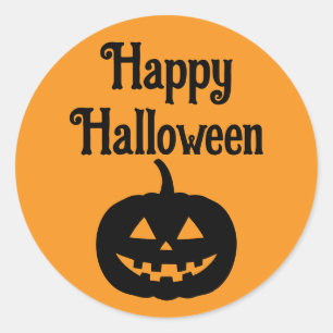 Pegatina Redonda Feliz Halloween Jack o Lantern Face