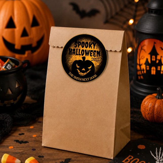 Pegatina Redonda Feliz Halloween Jack-O-Lantern Stickers (Subido por el creador)