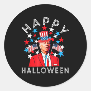 Pegatina Redonda Feliz Halloween Joe Biden 4 de julio en memoria de