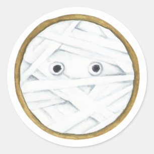 Pegatina Redonda Feliz Halloween Mammy acuarela