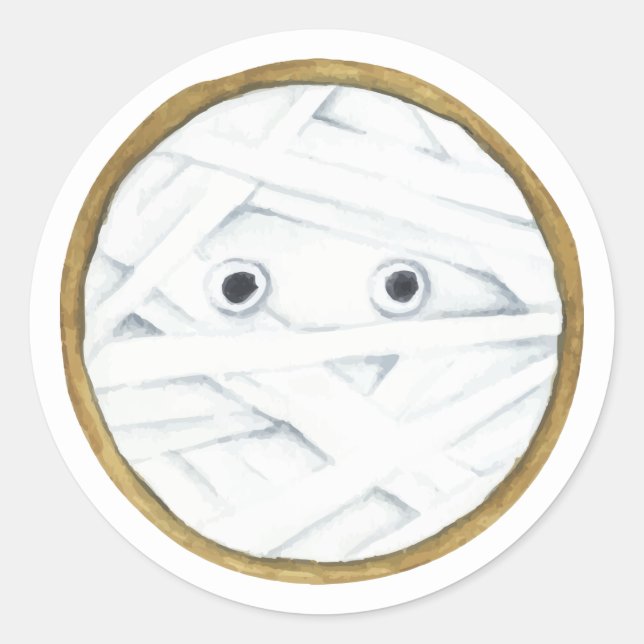 Pegatina Redonda Feliz Halloween | Mammy acuarela (Anverso)