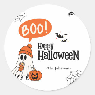 Pegatina Redonda Feliz Halloween Moderno